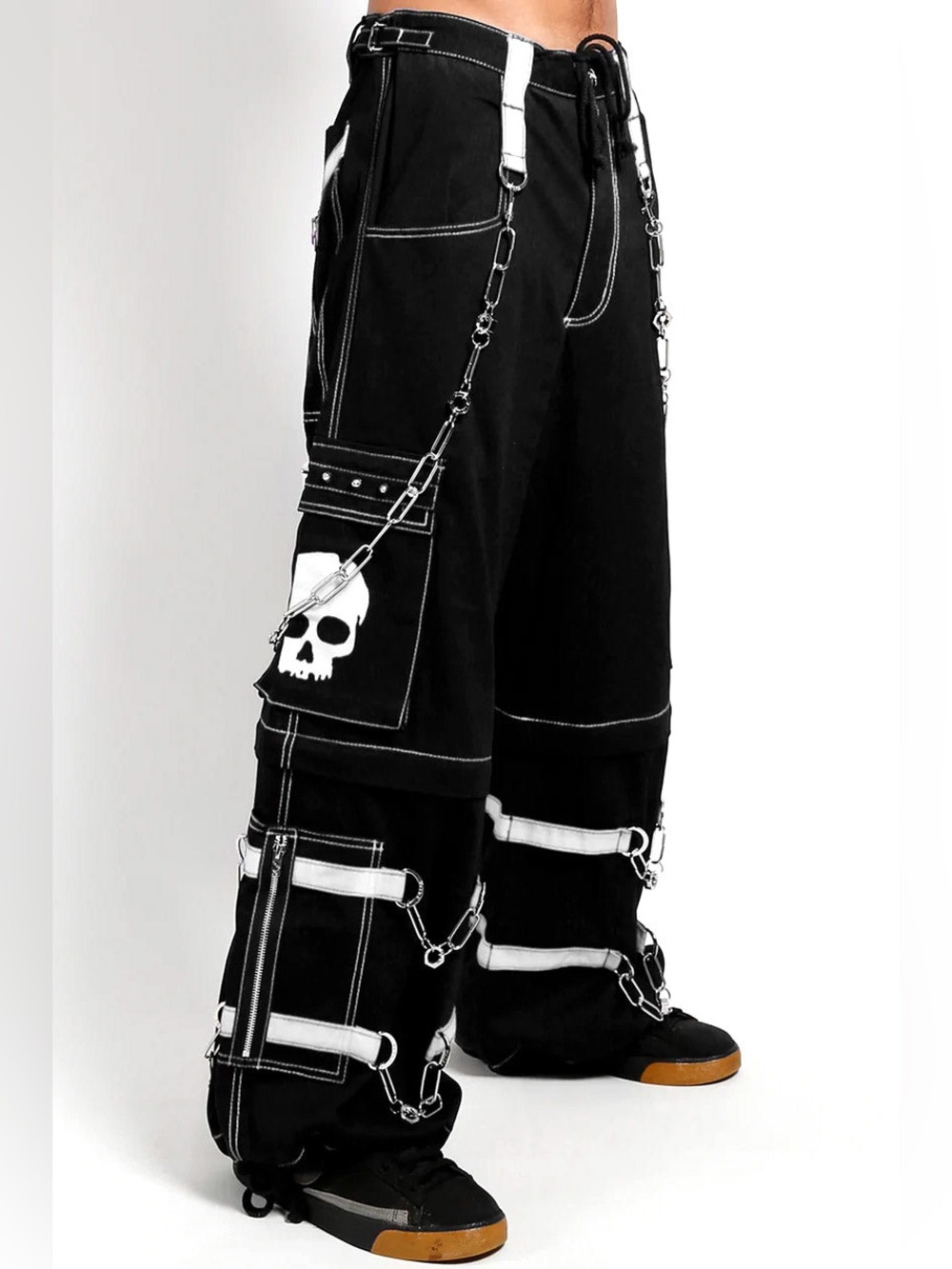 Tripp NYC Skull Bondage Baggy Pants Black / White XXL NWT Men’s Goth Grunge